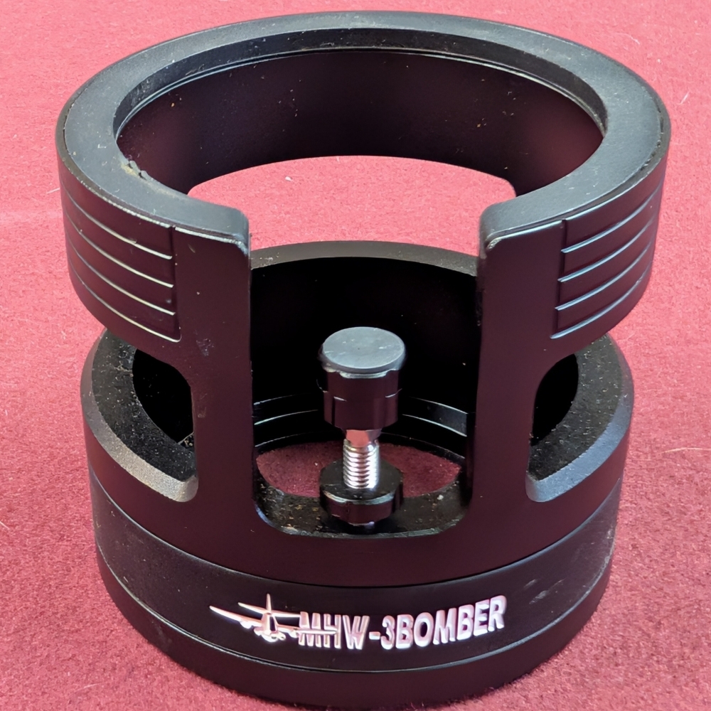 Black MHW-3BOMBER tamping station for 58mm portafilters